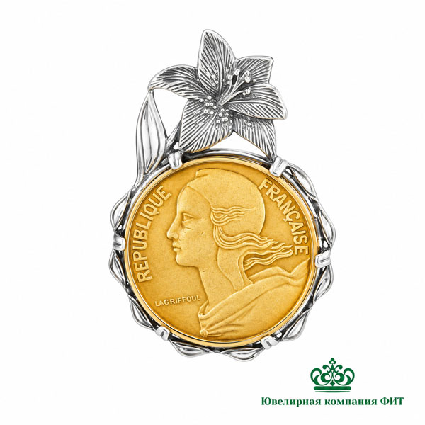 Серебряный кулон Лилия Франции