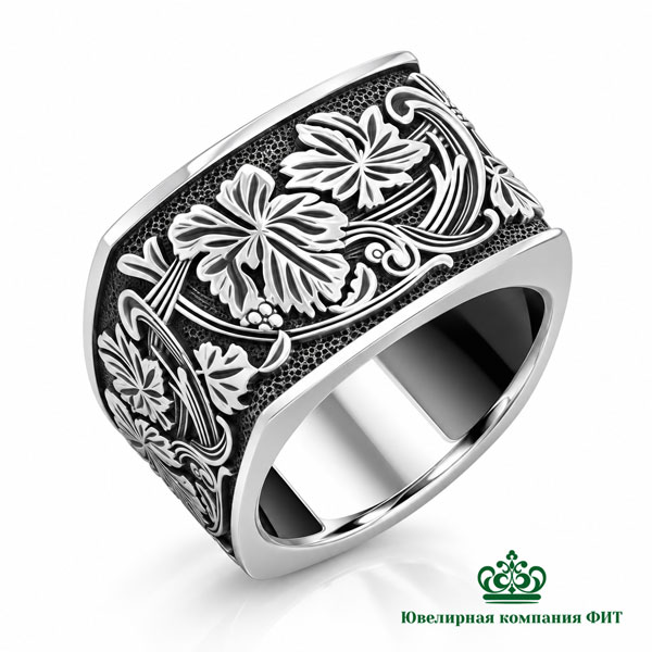 Серебряное кольцо Китайская роза