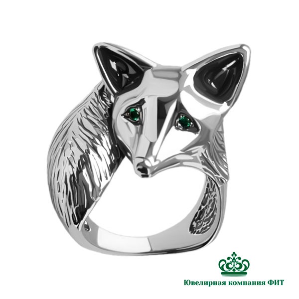 Серебряное кольцо Лисица