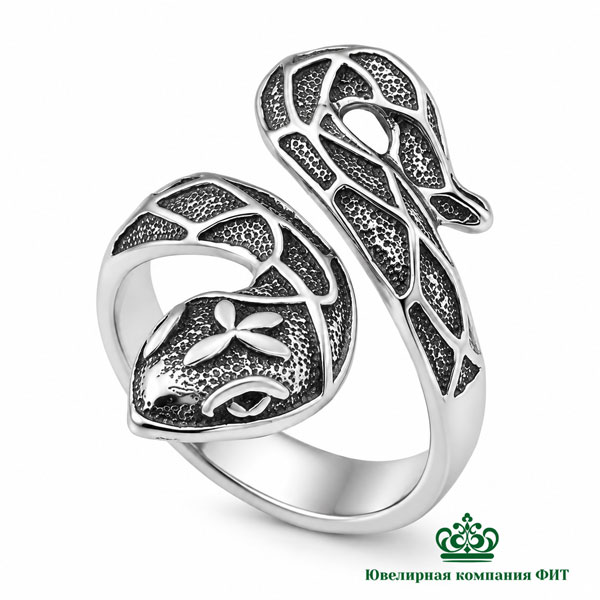 Серебряное кольцо Полоз