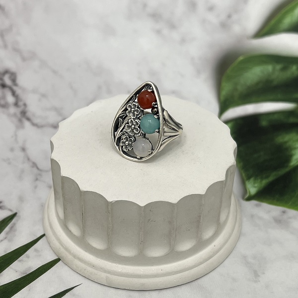 Серебряное кольцо  Карамель 