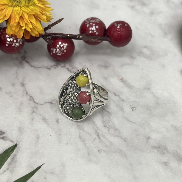 Серебряное кольцо  Карамель 