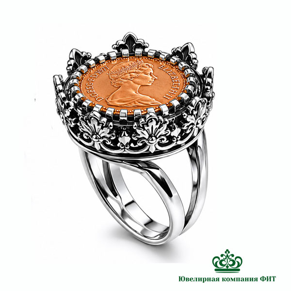 Серебряное кольцо Корона 