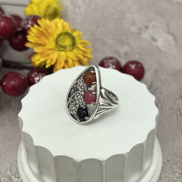 Серебряное кольцо  Карамель 