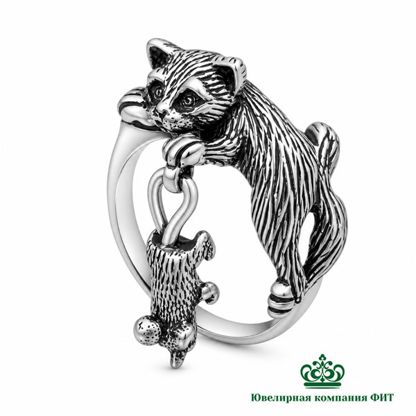 Серебряное кольцо Кошки Мышки