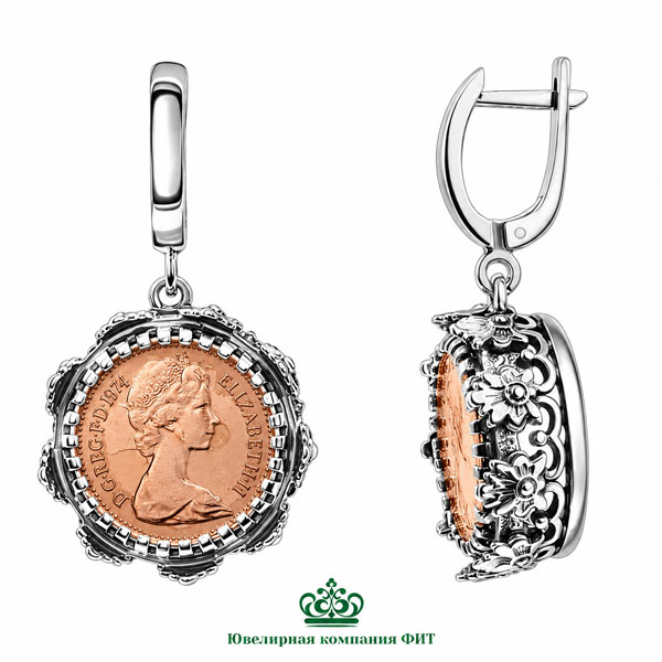 Серебряные серьги Корона