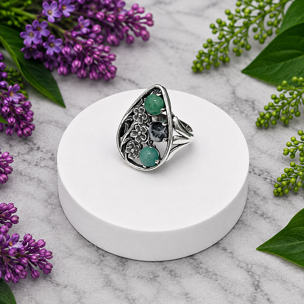 Серебряное кольцо  Карамель 
