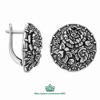 Серебряные серьги Цветочная корзина