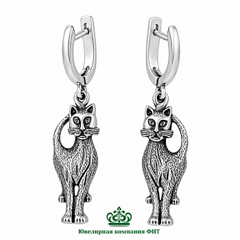 Серебряные серьги Кошечки