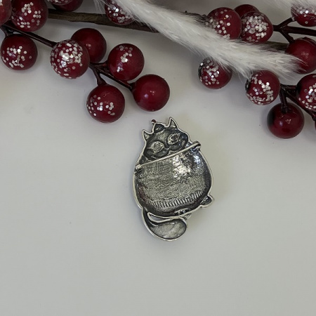 Серебряная брошь кот Фит