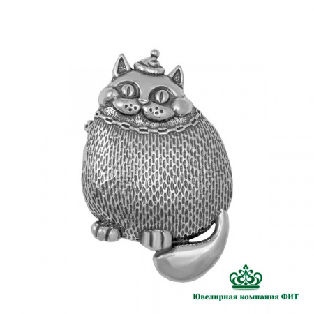 Серебряная брошь кот Фит