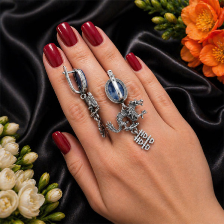 Серебряные серьги Драконы