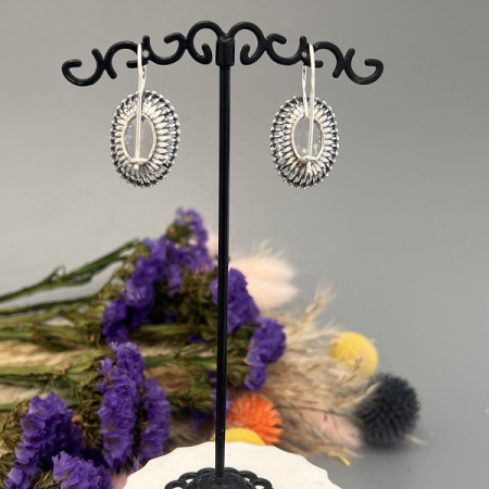 Серебряные серьги Корзинка
