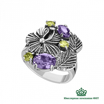 Серебряное кольцо Клематис