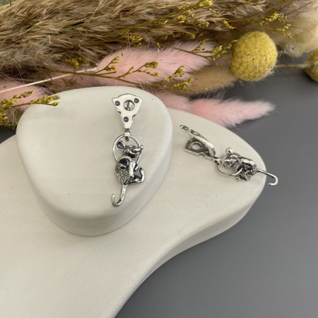 Серебряные серьги Озорные мыши
