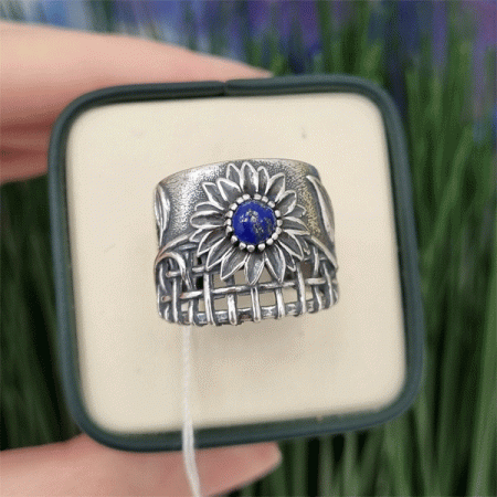 Серебряное кольцо Подсолнух
