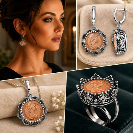 Серебряные серьги Корона