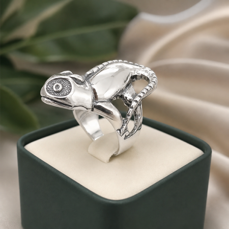 Серебряное кольцо Хамелеон