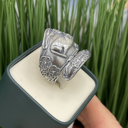Серебряное кольцо Кошечка 