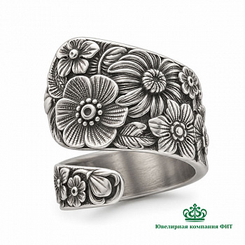 Серебряное кольцо Лютики