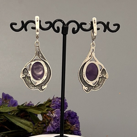 Серебряные серьги Ящерка
