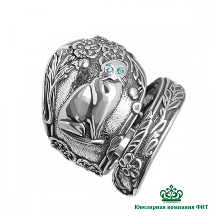 Серебряное кольцо Кошечка 