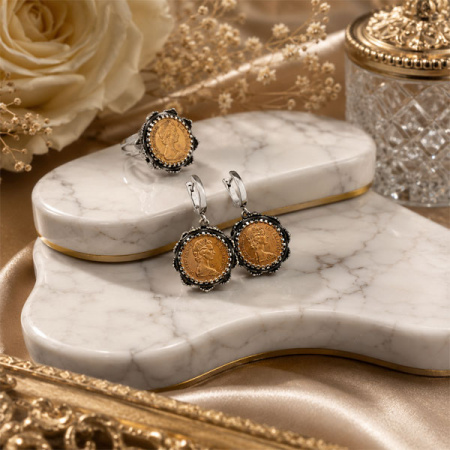 Серебряные серьги Корона