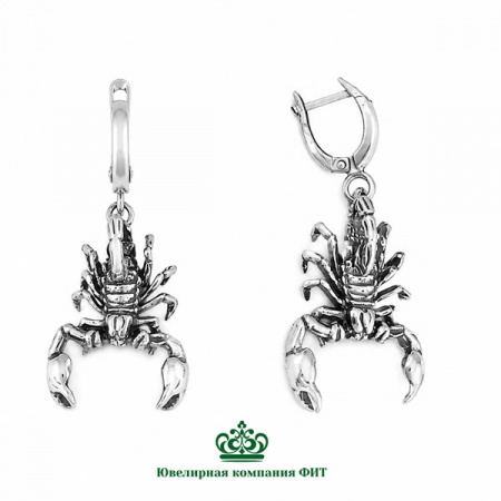 Серебряные серьги Скорпион