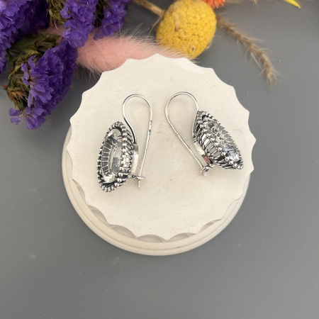 Серебряные серьги Корзинка