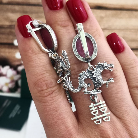 Серебряные серьги Драконы