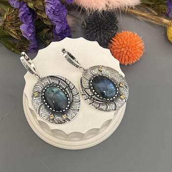 Серебряные серьги Галактика