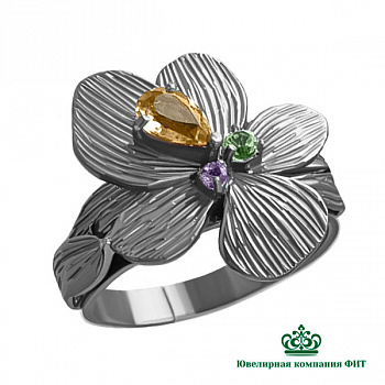 Серебряное кольцо Фиалки