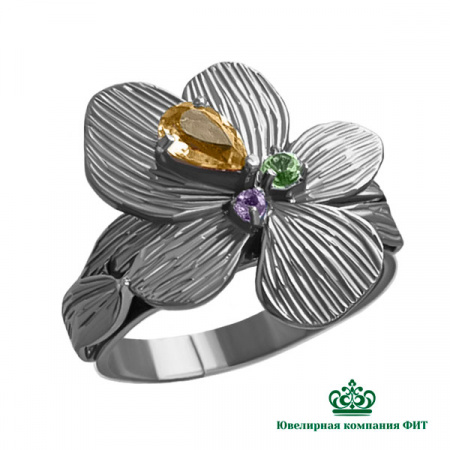 Серебряное кольцо Фиалки