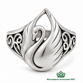 Серебряное кольцо Лебедь