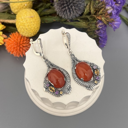 Серебряные серьги Ящерка
