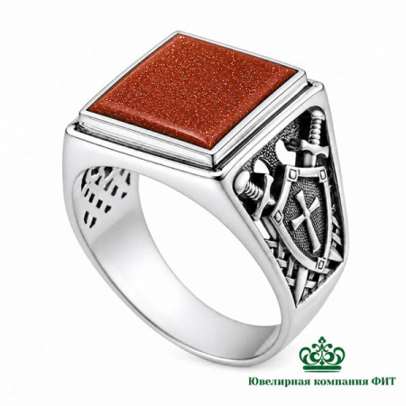 Серебряная печатка Авантюрин  