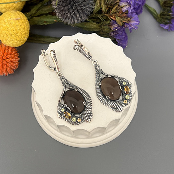 Серебряные серьги Ящерка