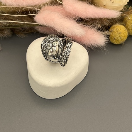 Серебряное кольцо Кошечка 
