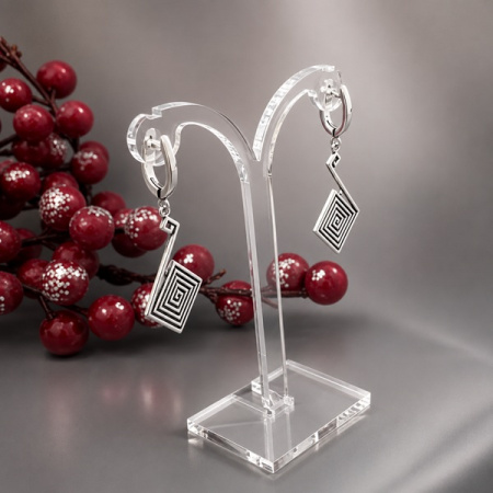 Серебряные серьги Лабиринт