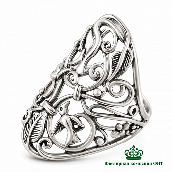 Серебряное кольцо Птички
