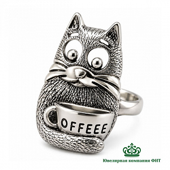 Серебряное кольцо Кот Тимофей