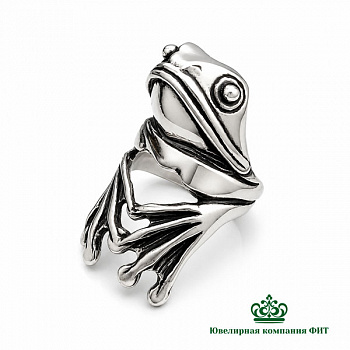Серебряное кольцо Большая лягушка