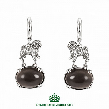 Серебряные серьги Мопсы