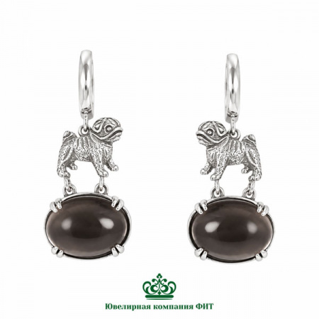 Серебряные серьги Мопсы