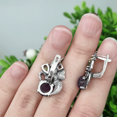 Серебряные серьги Букетик