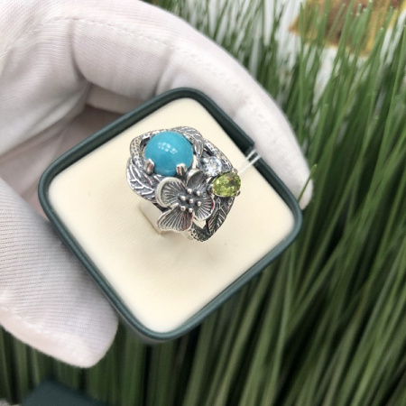 Серебряное кольцо Букетик