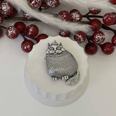 Серебряная брошь кот Фит