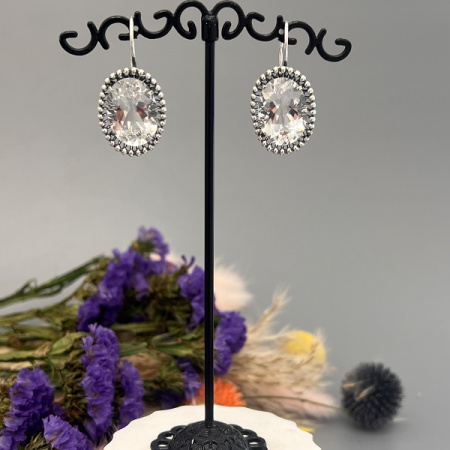 Серебряные серьги Корзинка