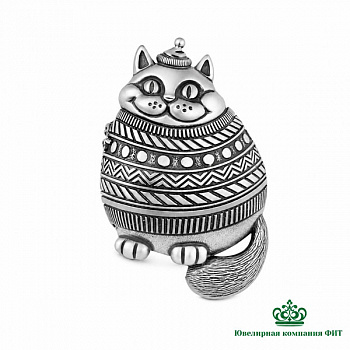 Серебряная брошь кот Фит