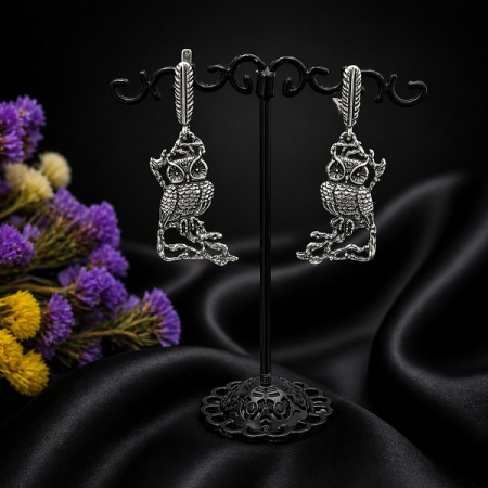 Серебряные серьги Совы